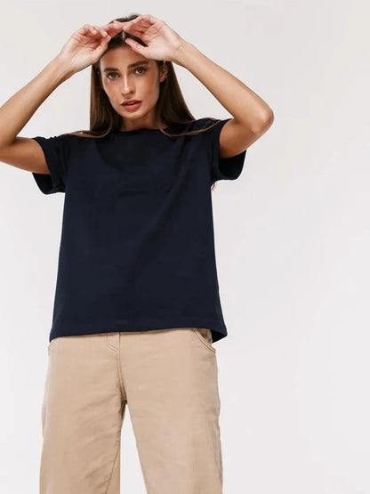 Bornladies Summer T-shirt femme 100 % coton, basique, tendance, uni, manches courtes, haut à superposer ample, 230 g/m², hauts et chemises