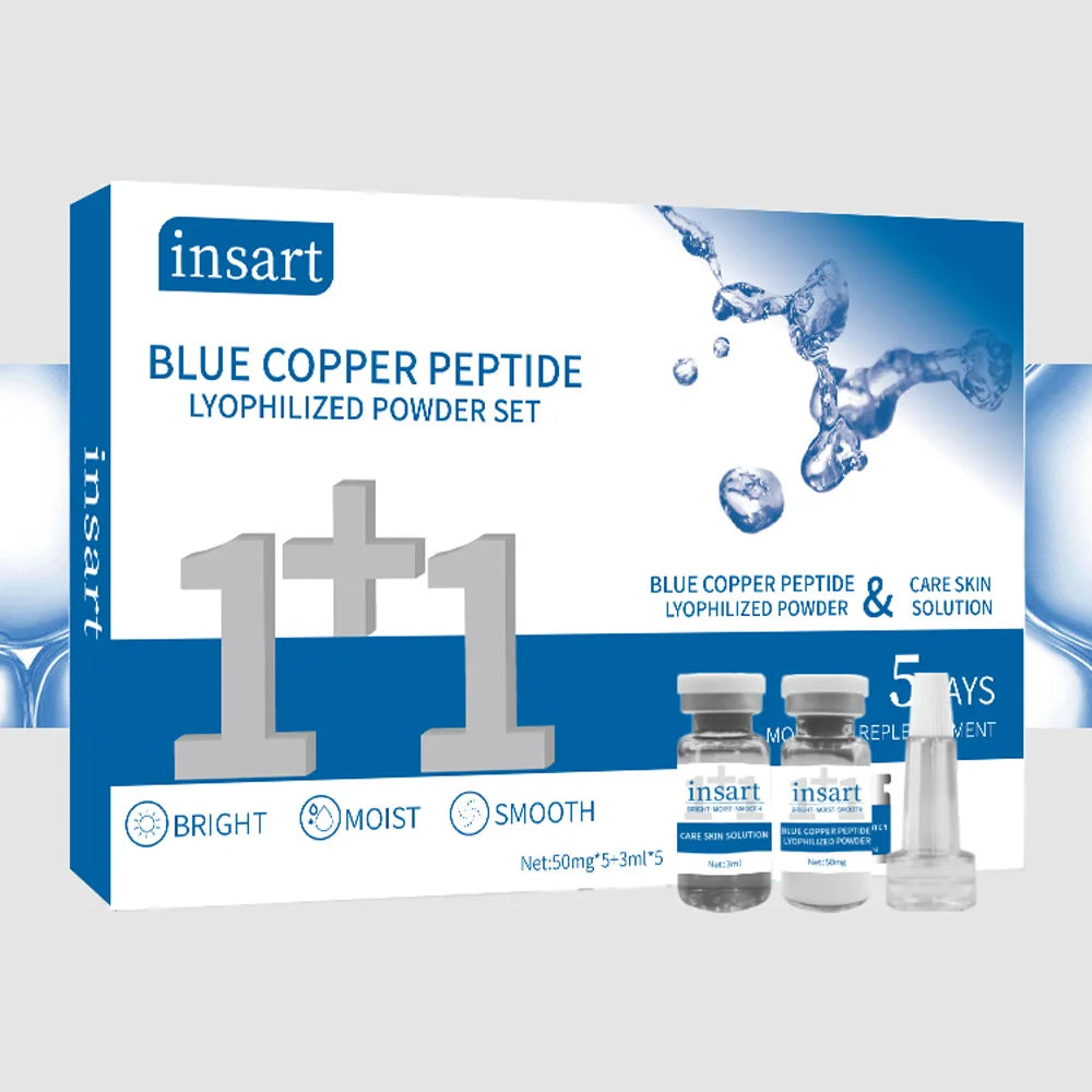 Ensemble de poudre lyophilisée au peptide de cuivre bleu, sérum facial hydratant et blanchissant, anti-rides, pour une peau lisse et douce, soin de la peau, essence éclaircissante