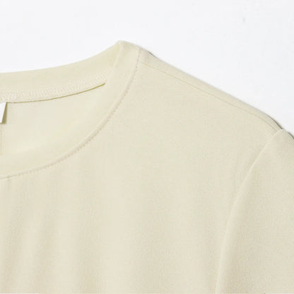 T-shirt femme d'été beige violet à manches courtes, haut élégant féminin plissé effet amincissant, nouveau haut femme printemps 2026