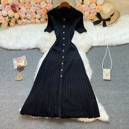 Marque YuooMuoo Fashion robe longue tricotée élégante à patchwork printemps été pour femmes, robe-chemise en pull de luxe, robe de fête pour femme Vestido
