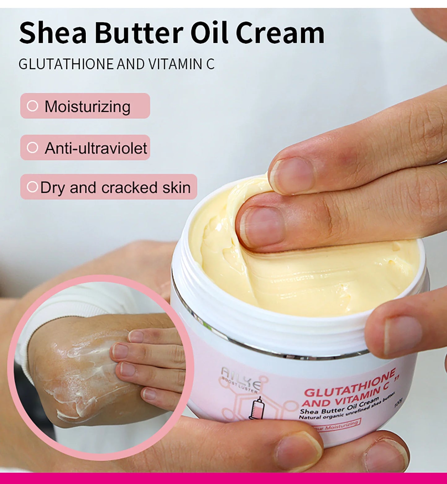 Crème de soin éclaircissante pour la peau AILKE, lotion éclaircissante, élimine les taches foncées avec glutathion, beurre de karité, crème corporelle hydratante