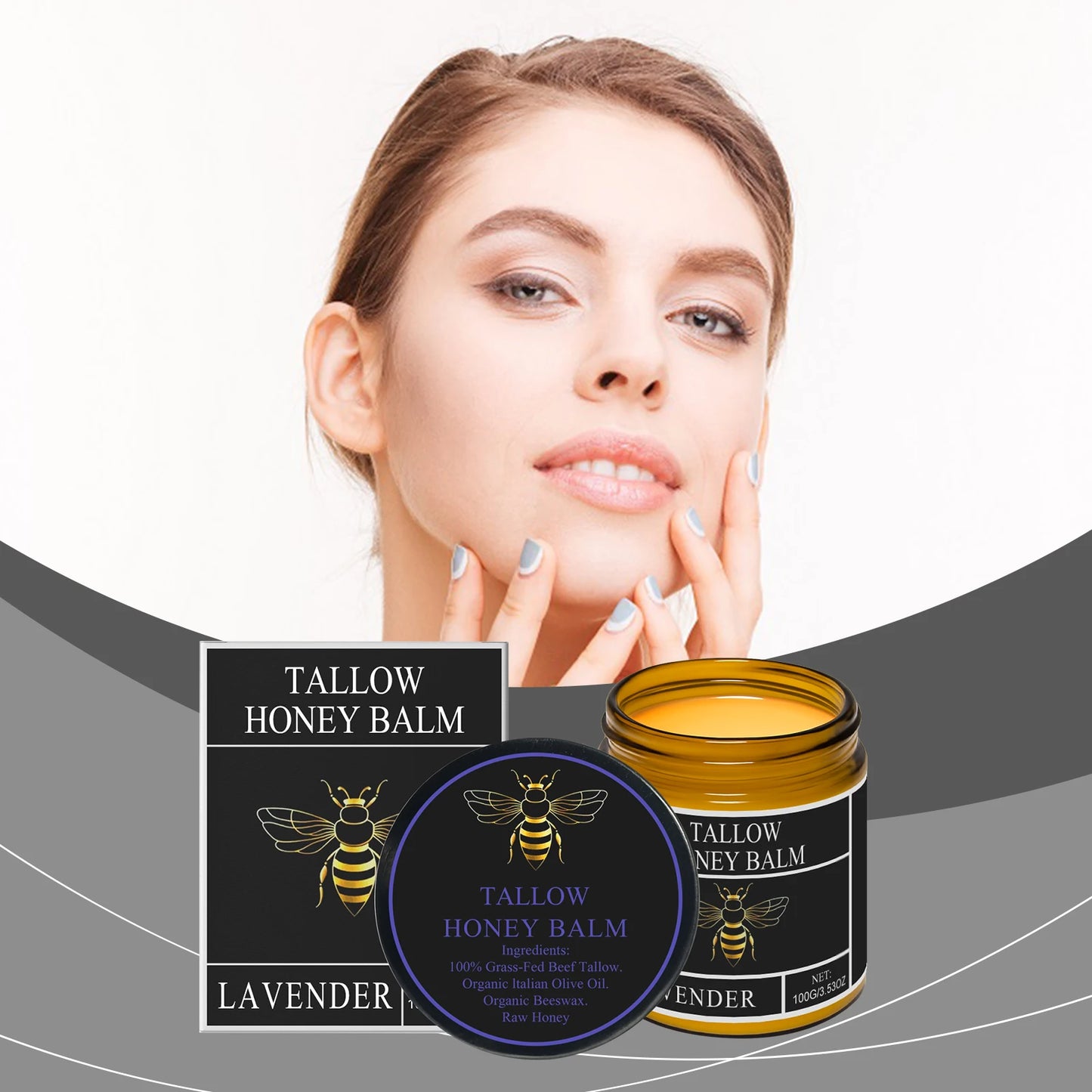 Lotion corporelle apaisante à la crème de miel et suif de bœuf, éclaircissante, atténuant les taches brunes, réduisant la mélanine, raffermissante, non grasse, hydratation durable.