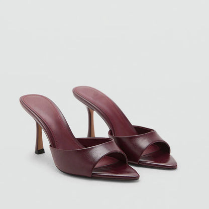 Mango2026 Sandales sexy à bout pointu et talon fin, à enfiler, respirantes, nouveau style d’été polyvalent, chaussures plates à enfiler pour femmes
