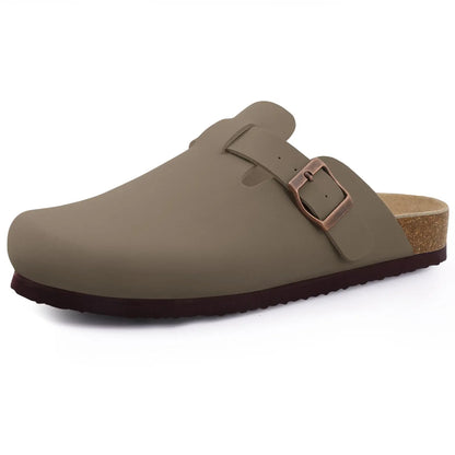 Mules en daim pour femmes Comwarm Fashion, pantoufles, sabots pour hommes, sandales à semelle intérieure en liège avec soutien de la voûte plantaire, claquettes d’extérieur pour la plage, chaussures d’intérieur
