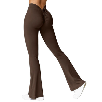 Leggings mode micro corne pour femmes, pantalon de sport à taille en V dans le dos, taille haute, effet push-up pour les fesses, pantalon de gym uni, slim, leggings décontractés