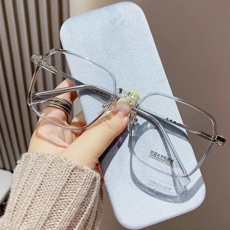 Lunettes de lecture tendance et à la mode pour femmes, anti-lumière bleue, pour la presbytie, lunettes haute définition unisexes avec monture transparente