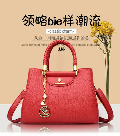 Sac à main élégant à poignée tressée pour femmes, sac à poignée supérieure en cuir de haute qualité, sac bandoulière et porté épaule pour dames, cabas décontracté de qualité