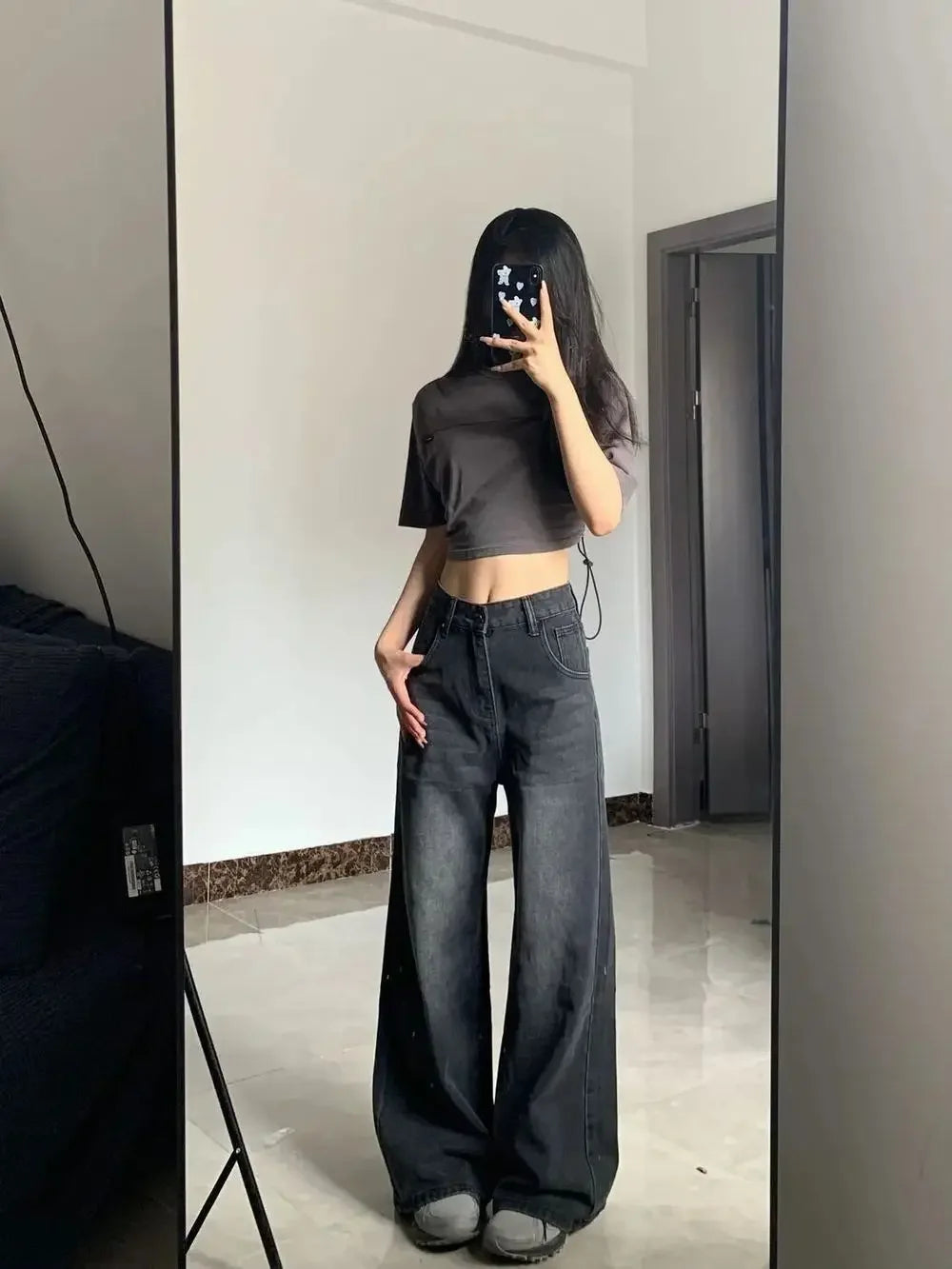 Jean taille haute amincissant pour femmes, coupe ample, jambe droite, pattes d’éléphant, pantalon en denim grande taille pour morphologie en poire
