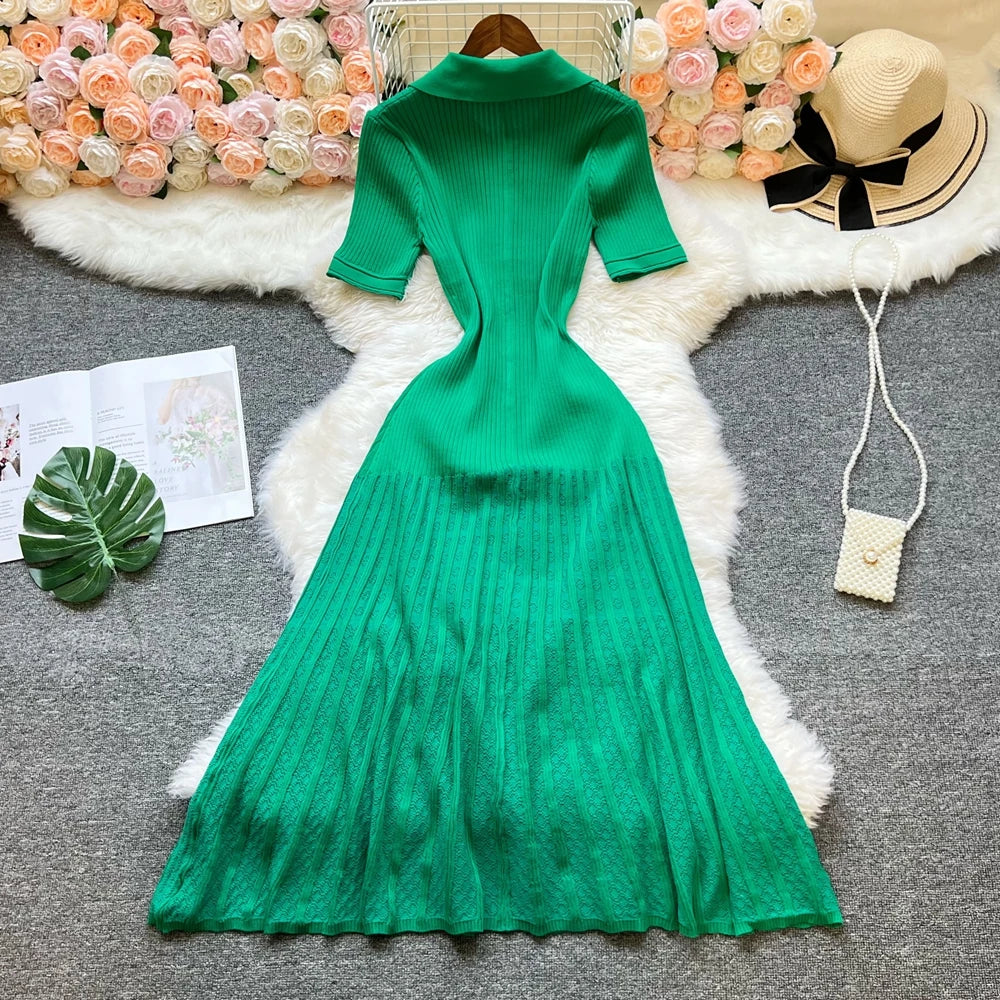 Robe longue en maille mode vintage de la marque YuooMuoo, col rabattu, élégante, à simple boutonnage, coupe trapèze, robe chemise longue pour femme, robes