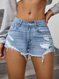 Short en jean taille haute déchiré pour femme, décontracté d’été, effet usé, ourlet brut, short en jean ample à la mode, coupe ample avec poches