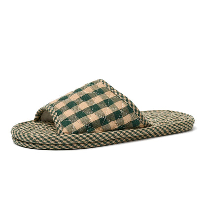 Pantoufles d’intérieur légères en coton doux à motif floral, chaussures de sol rétro et tendance pour la maison, pantoufles antidérapantes pour couple