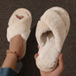 Pantoufles croisées chaudes, moelleuses et duveteuses pour femmes, légères, à talons plats, sandales en fourrure pour femme, automne-hiver, à bout ouvert, antidérapantes, chaussures d’intérieur pour la maison et le s