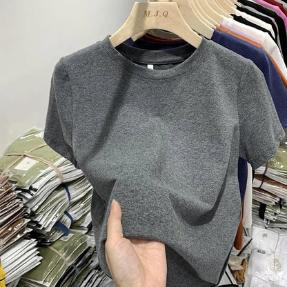 T-shirt pour femme, t-shirt pour filles, vêtements pour femmes, hauts, t-shirt en coton, t-shirt féminin à manches courtes, tee-shirt de printemps, haut sexy Y2K, blanc