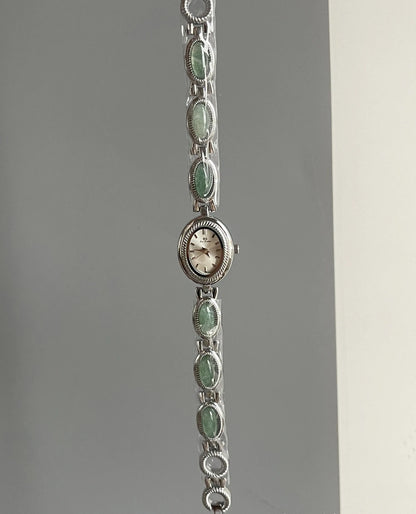Montres de luxe haut de gamme pour femme, élégante montre-bracelet en quartz avec bijoux verts en jade, cadeau pour femme, montre habillée tendance pour dame