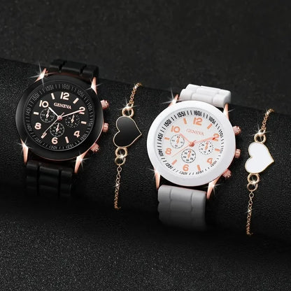 Ensemble de 1/2 pièces de montres décontractées en cuir pour couple, mode tendance, montres-bracelets à quartz pour femmes avec cadran simple, montre habillée, montre femme