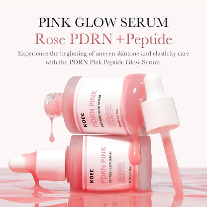 Sérum facial éclat rose PDRN aux peptides roses KOEC 30 ml, soin des taches brunes, unifie le teint, améliore l’élasticité, lisse et raffermit, adénosine