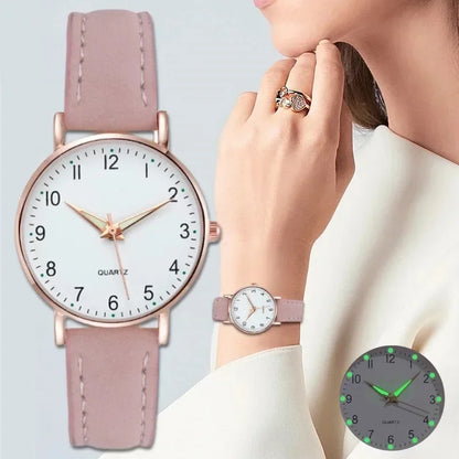 Montres-bracelets pour femmes Montre Femme Montres pour femmes Bracelet en cuir lumineux Montre simple Montre élégante à la mode Montre à quartz Reloj Mujer
