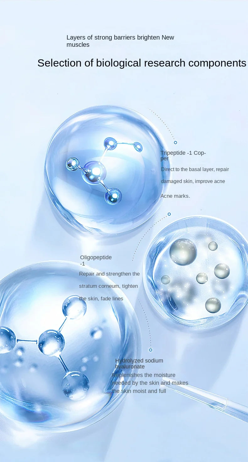 Ensemble de poudre lyophilisée réparatrice pour la peau du visage au peptide de cuivre bleu, pour peaux sensibles, hydratante, raffermissante et lissante, avec essence à l’acide hyaluronique