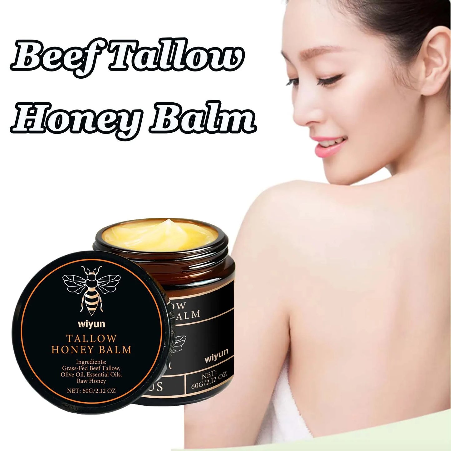 Lotion corporelle apaisante à la crème de miel et suif de bœuf, éclaircissante, atténuant les taches brunes, réduisant la mélanine, raffermissante, non grasse, hydratation durable.