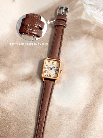 Montre-bracelet décontractée rétro à affichage numérique, cadran carré, bracelet en cuir, montre à quartz tendance pour femme, idée cadeau