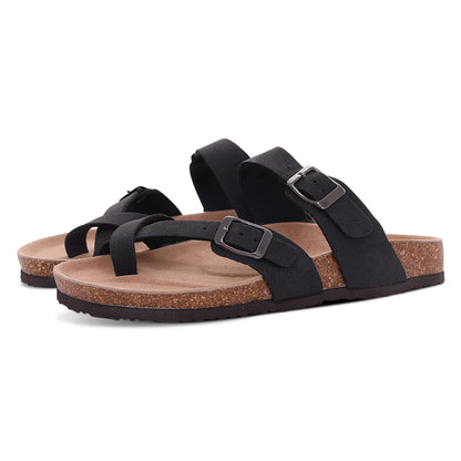 Mules en daim pour femmes Comwarm Fashion, pantoufles, sabots pour hommes, sandales à semelle intérieure en liège avec soutien de la voûte plantaire, claquettes d’extérieur pour la plage, chaussures d’intérieur