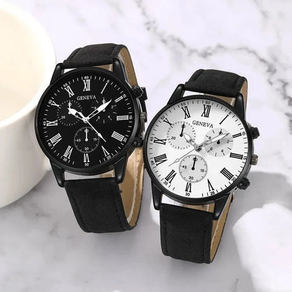 Ensemble de 1/2 pièces de montres décontractées en cuir pour couple, mode tendance, montres-bracelets à quartz pour femmes avec cadran simple, montre habillée, montre femme