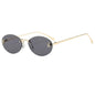 Lunettes de soleil de créateur de marque de luxe sans monture pour femmes, ovales rétro de petite taille, monture métallique, lunettes de soleil pour extérieur, style décontracté vacances, UV400 #300371