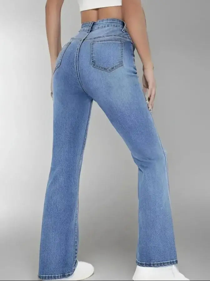 Nouveaux jeans tendance pour femmes, amincissants, style européen et américain, pantalon en denim délavé taille haute, décontracté et polyvalent pour femmes
