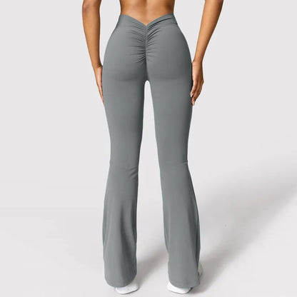 Leggings mode micro corne pour femmes, pantalon de sport à taille en V dans le dos, taille haute, effet push-up pour les fesses, pantalon de gym uni, slim, leggings décontractés