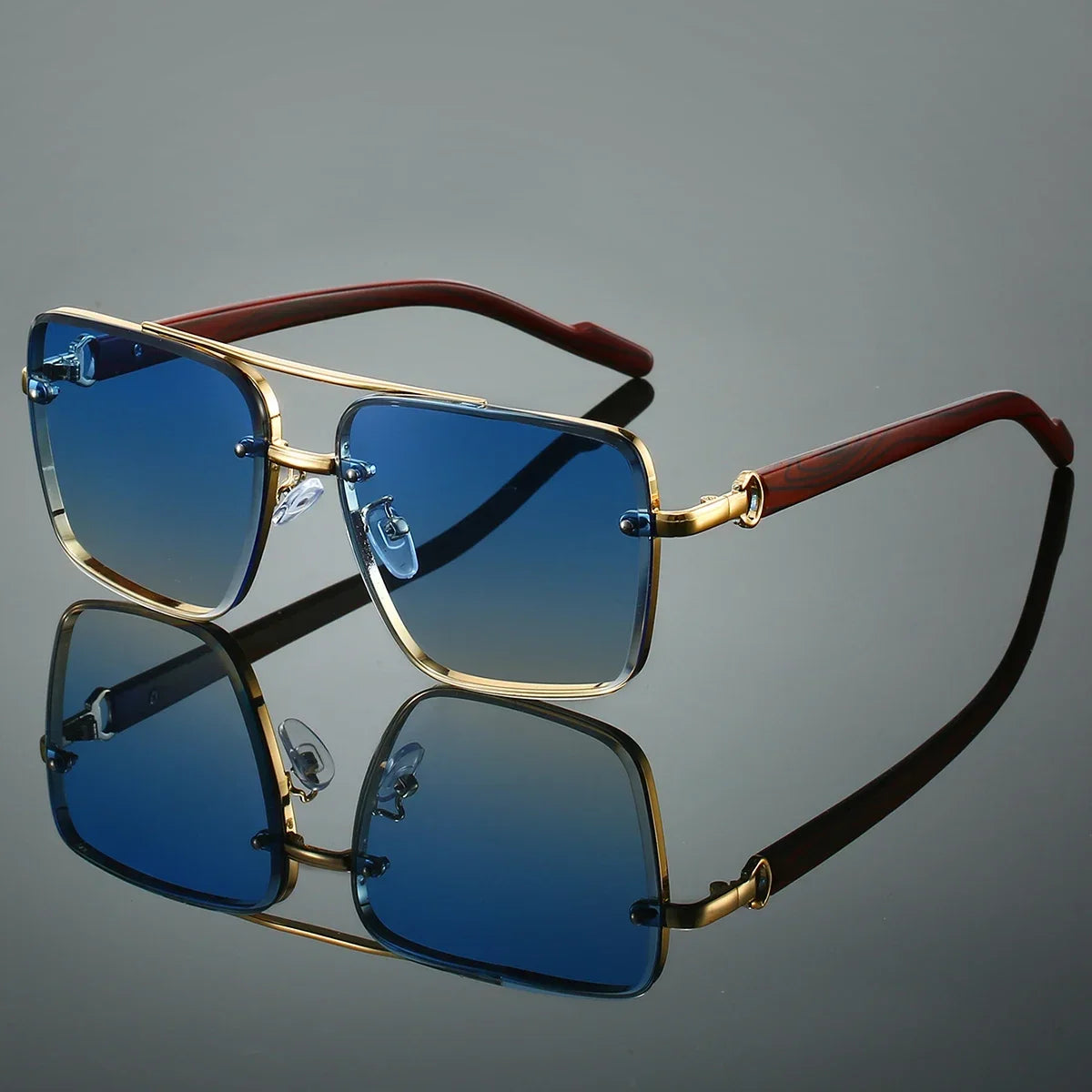KAMMPT Fashion Lunettes de soleil rétro carrées en métal pour femme, design original de marque, lunettes de conduite nouvelles à double pont style pilote