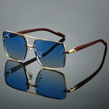 KAMMPT Fashion Lunettes de soleil rétro carrées en métal pour femme, design original de marque, lunettes de conduite nouvelles à double pont style pilote