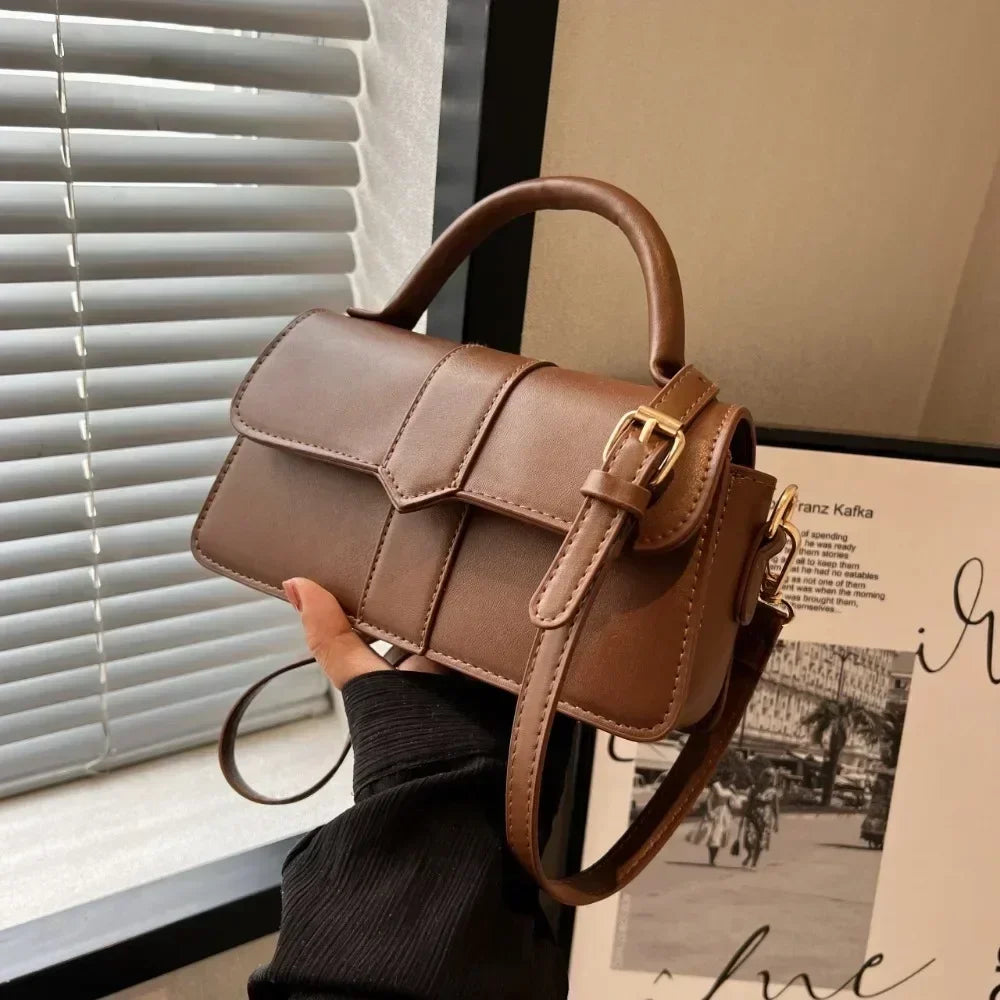 Sac à bandoulière en cuir PU pour femmes, sac à main, sac bandoulière tendance, sac vintage porté sous le bras, cartable carré