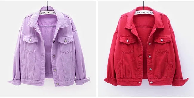 Veste en jean classique pour femmes Jeans 2023 vestes en jean boyfriend pour femmes manteau oversize ample veste femme violet blanc jaune femme