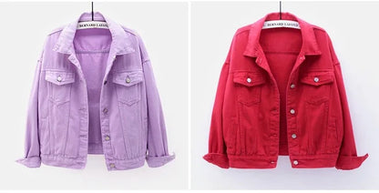 Veste en jean classique pour femmes Jeans 2023 vestes en jean boyfriend pour femmes manteau oversize ample veste femme violet blanc jaune femme